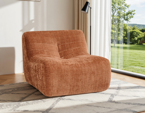 VLALA S01 sculptural bean-style lounge chair in terracotta